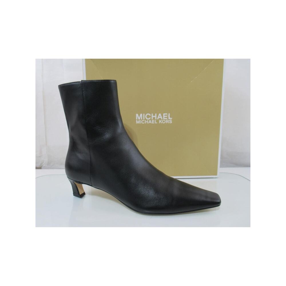 Michael Kors Cosmo Kitten Bootie Ankle Zip Boots Leather Black Size 10